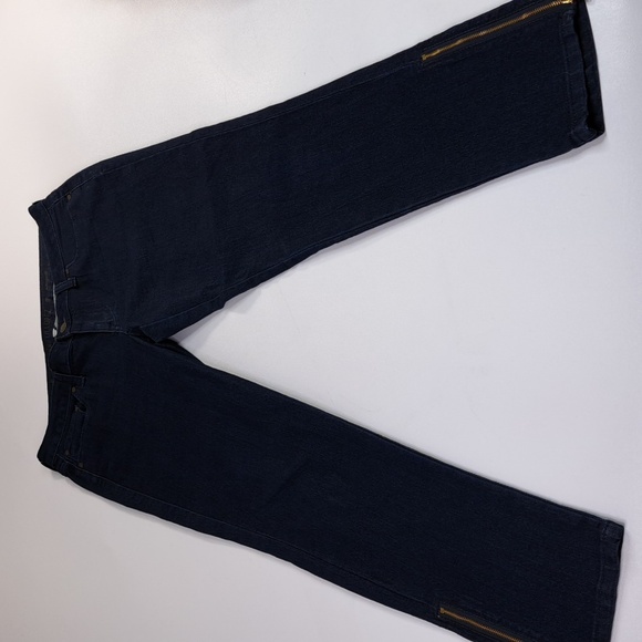 Jennifer Lopez Straight Dark Wash Zipper Leg Opening Blue Jeans Size 8 - Picture 10 of 14